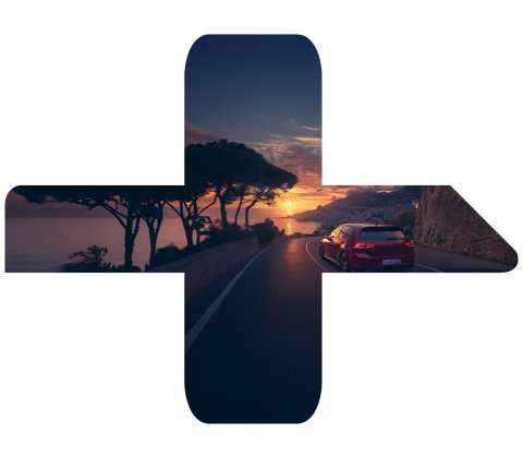 Sunset view on the road